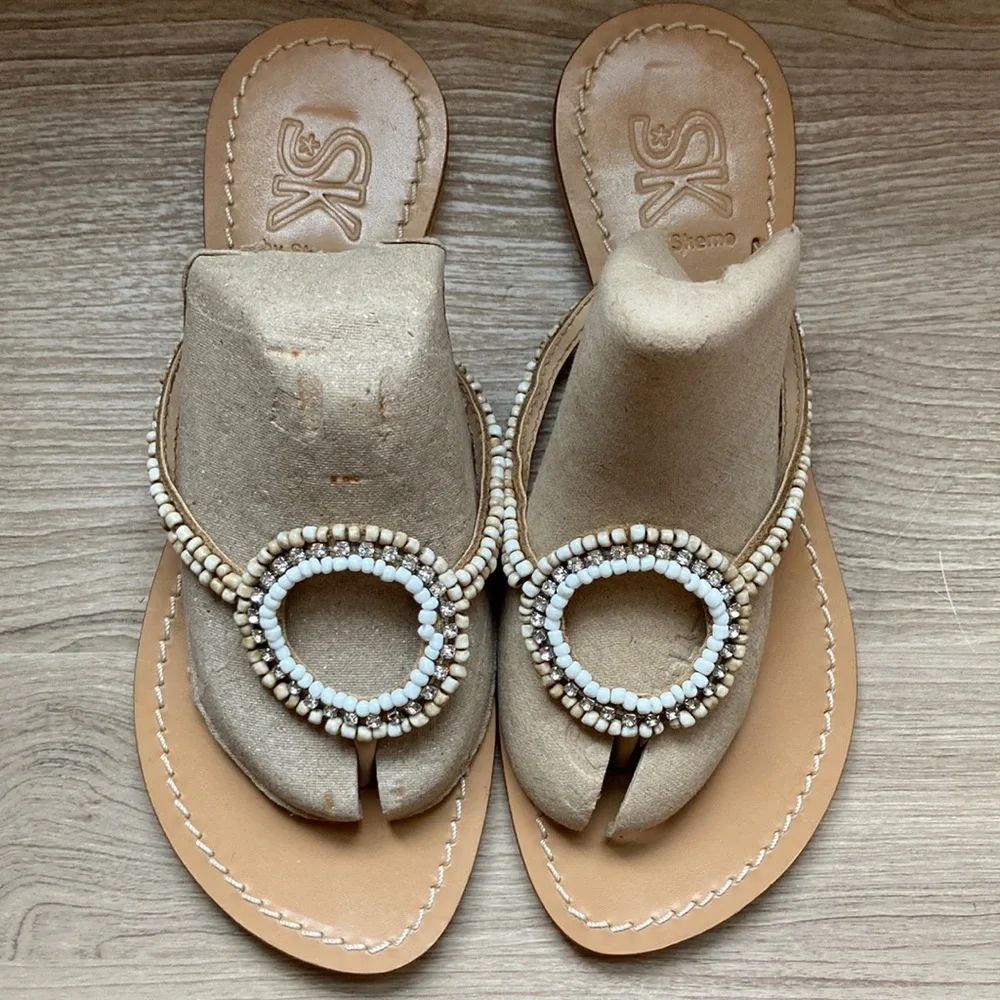 Sk by  Skemo rhinestones beads sandals 8